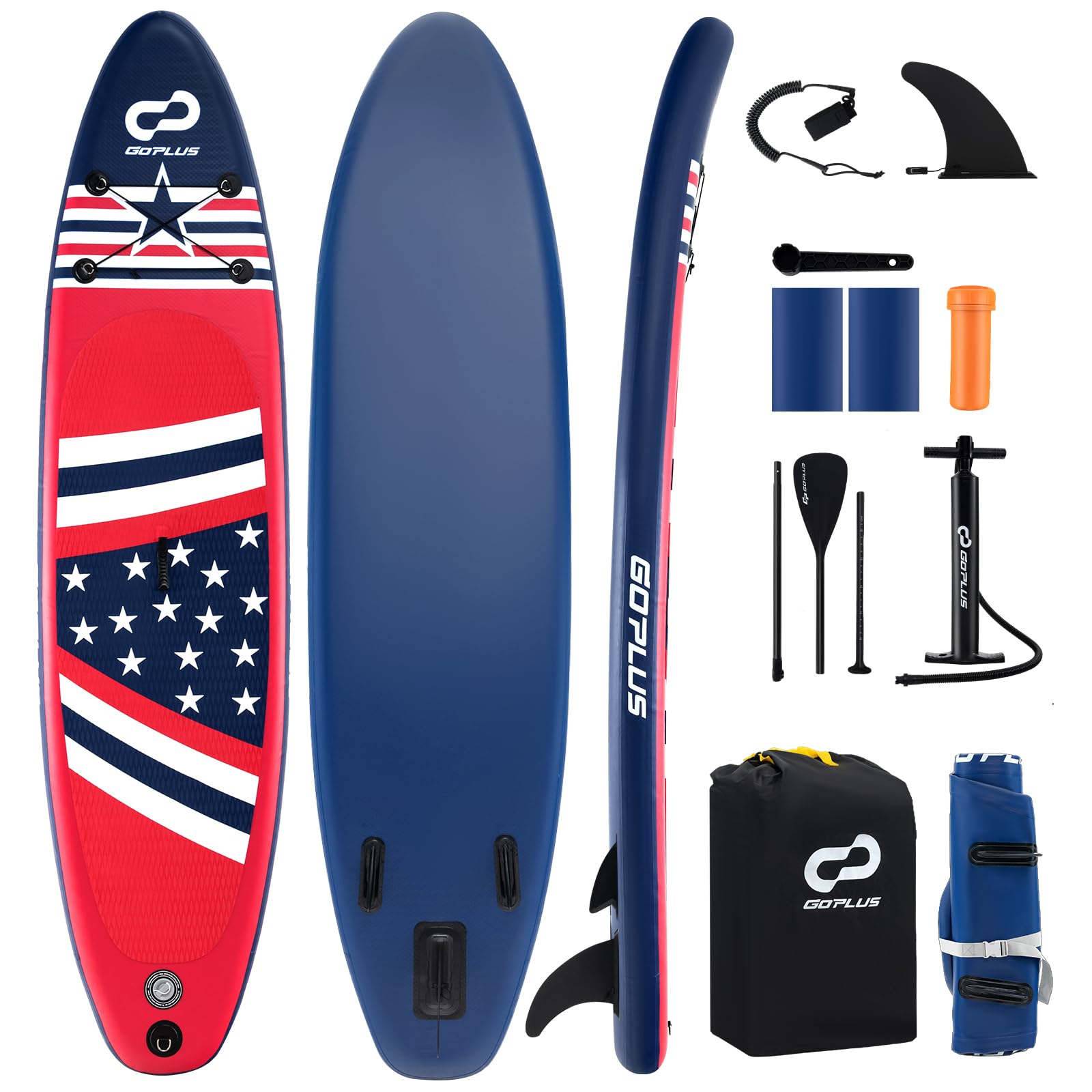 Goplus Inflatable Stand Up Paddle Board, 10FT/10.5FT/11FT SUP with Accessory Pack, Adjustable Paddle, Carry Bag, Fin, Hand Pump, Leash, Repair Kit