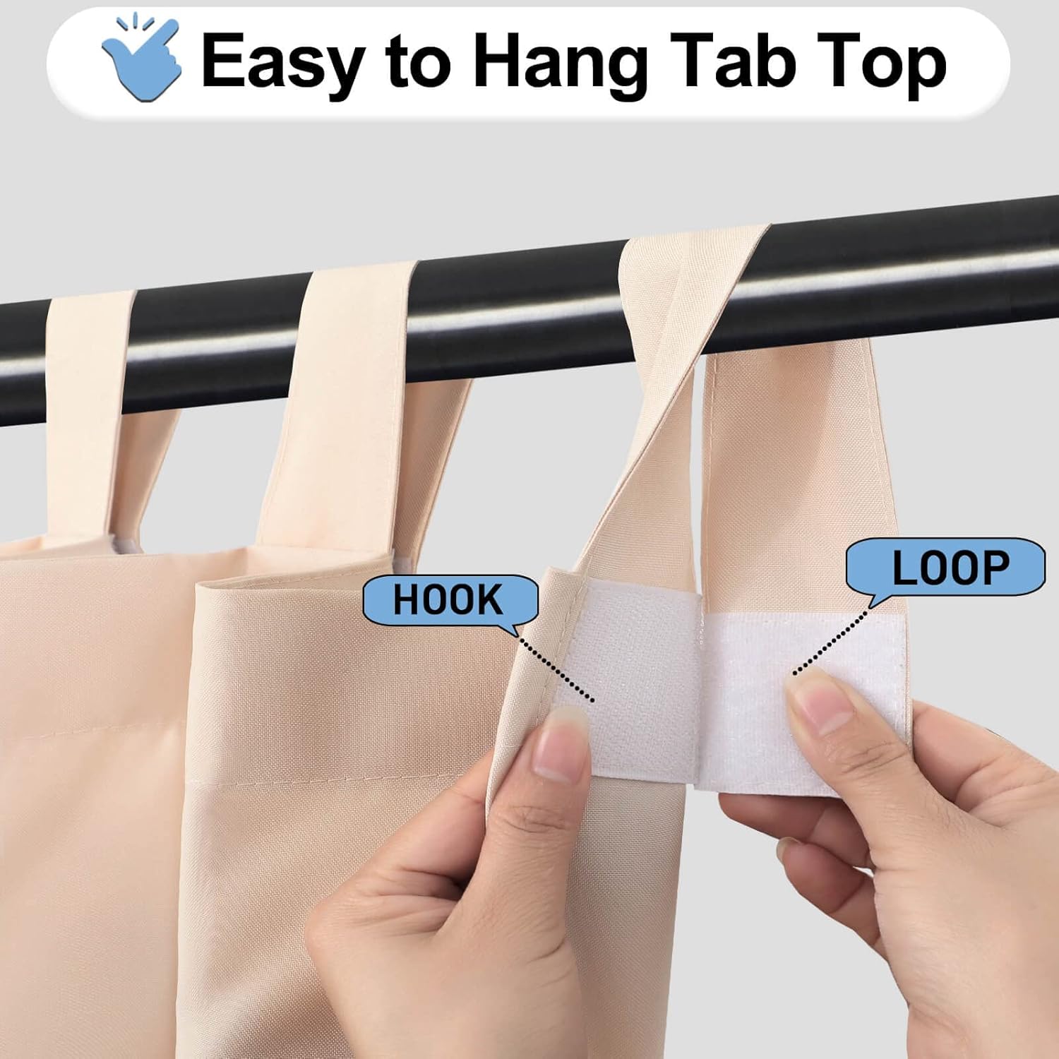 OutdoorLines Waterproof Outdoor Curtains for Patio - Windproof Tab Top Gazebo Curtain Panels - Privacy Sun Blocking Outside Curtain Set for Porch, Pergola and Cabana 54 x 96 inch, Beige, 2 Panels