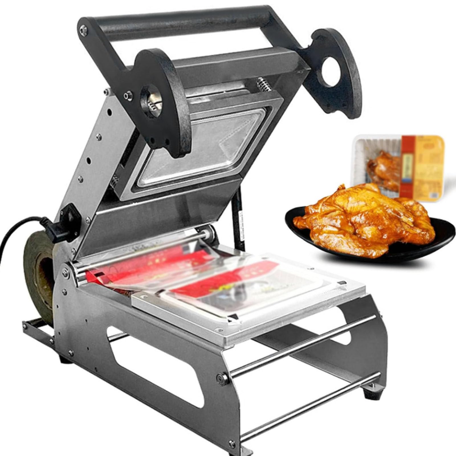 Sigillatrice a caldo per vassoi alimentari, sigillatrice manuale a pressione per scatole da asporto, sigilla rapidamente fino a 7-8 vassoi/minuto, ideale per cibi cotti, larghezza 260 mm