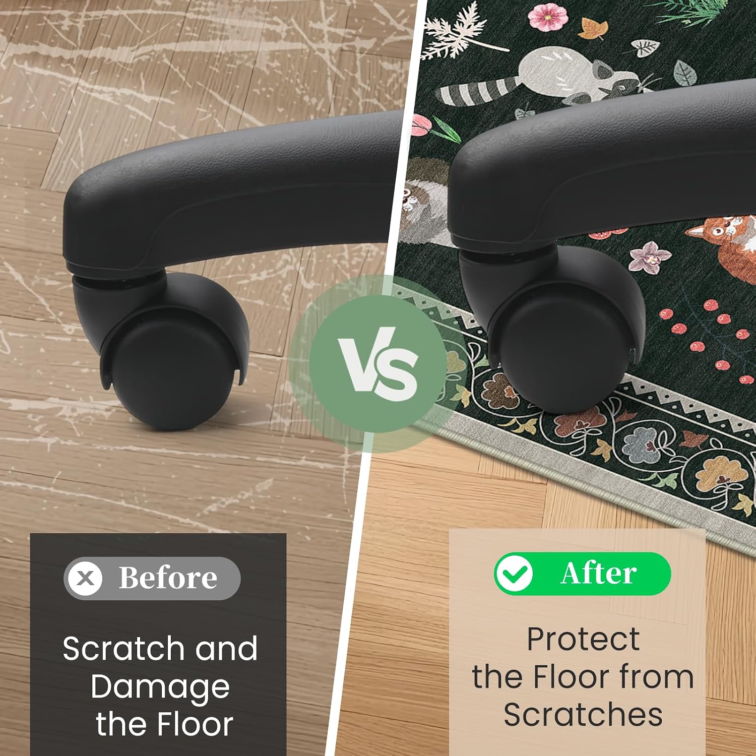 Office Chair Mat for Hardwood Floor & Tile Floor,36"x48"Heavy Duty Desk Chair Mat for Hard Floors, Under Desk Rug for Rolling Computer Chair,Anti Slip,Low Pile Carpet Floor-Colorful Animals