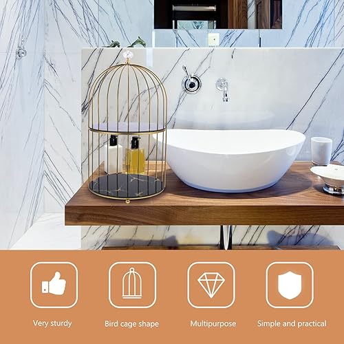 Miniatura 8 de Soporte de 2 niveles para tartas con forma de jaula de pájaros, soporte de metal para cupcakes, soporte para tartas, bandeja para servir postres