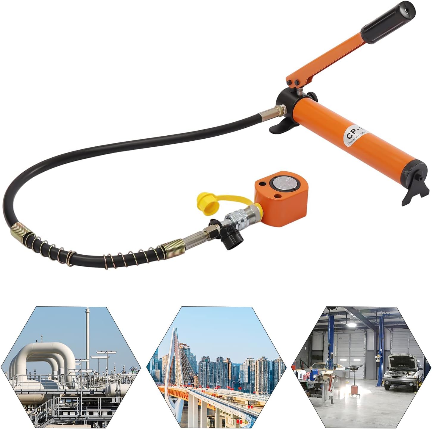 10-Tonnen Hydraulikpumpe & Wagenheber Set, 70MPa Hochdruck, Flachbau-Stahlzylinder für Auto-Reparatur, industrielles Heben, Biegen und Richten - Komplettes Profi-Werkzeug-Set