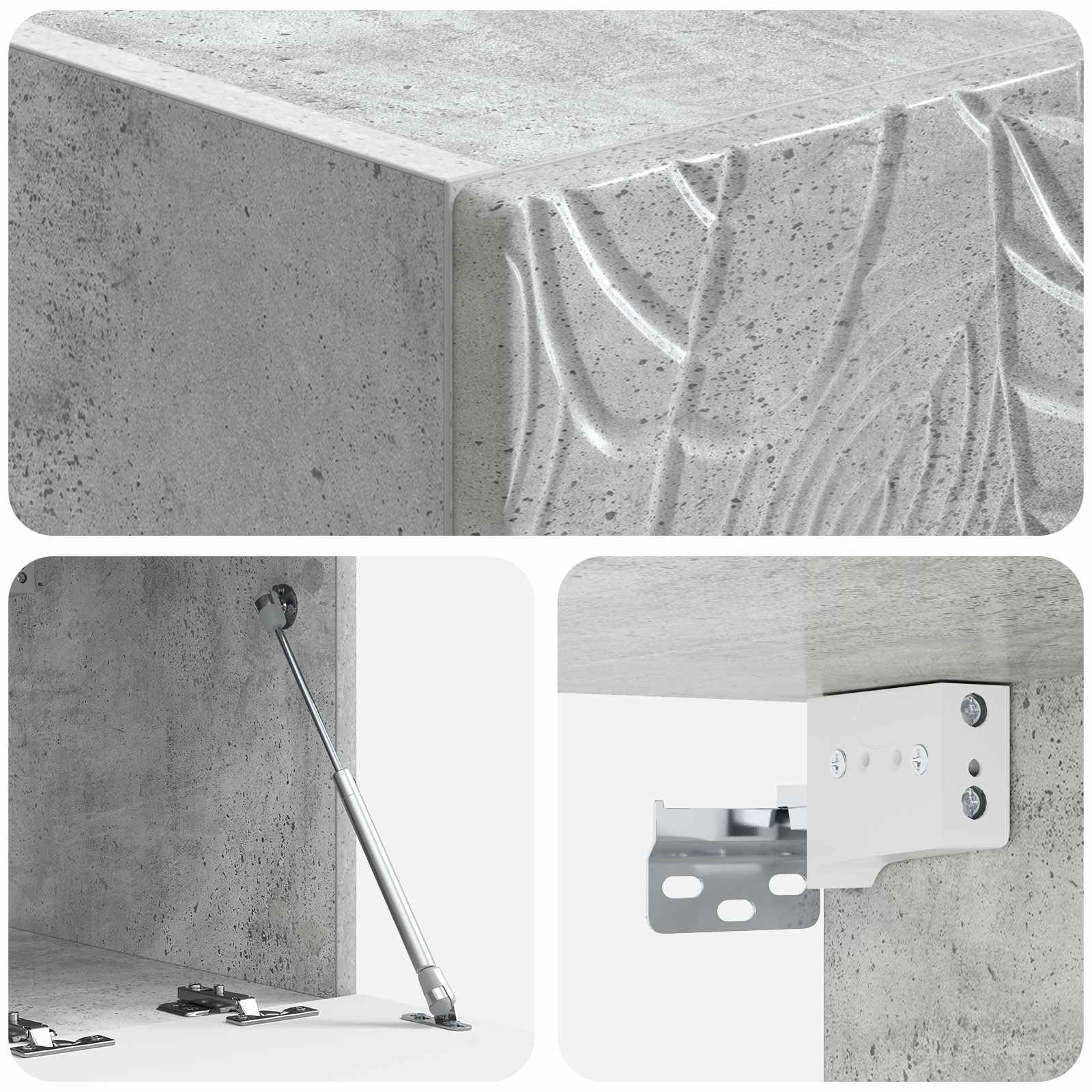 Mueble para TV montado en la pared, 78,5 x 41 x 30 cm, color gris hormigón