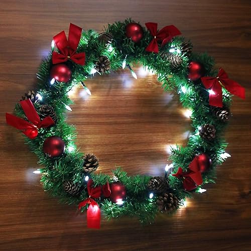 Miniatura 9 de Tira de luces LED de Navidad, 33 pies, 100 luces LED para exteriores con temporizador y 8 modos, 3AA funciona con pilas, impermeable, para