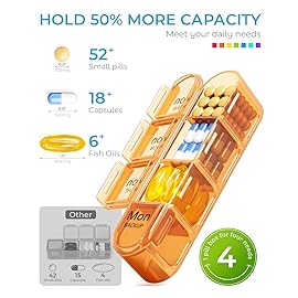 Odaro Weekly Pill Organizer 4 Times a Day, Daily Pill Box 7 Day, Large Travel Pill Case with 28 Compartment to Hold Medicine, Vitamin and Supplement - Blue Case