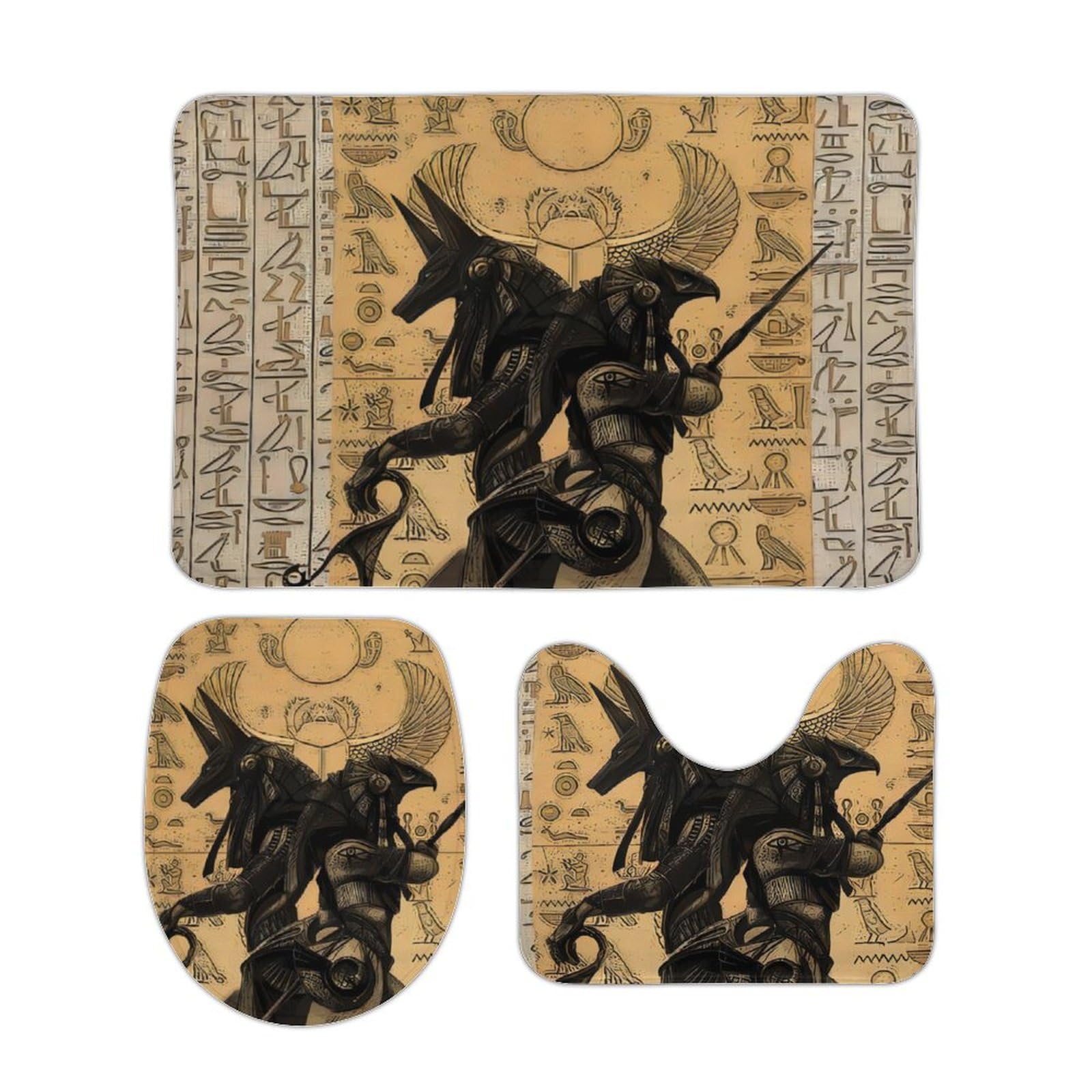 Tapis de bain contour Anubis égyptien de toilette en forme de U absorbant