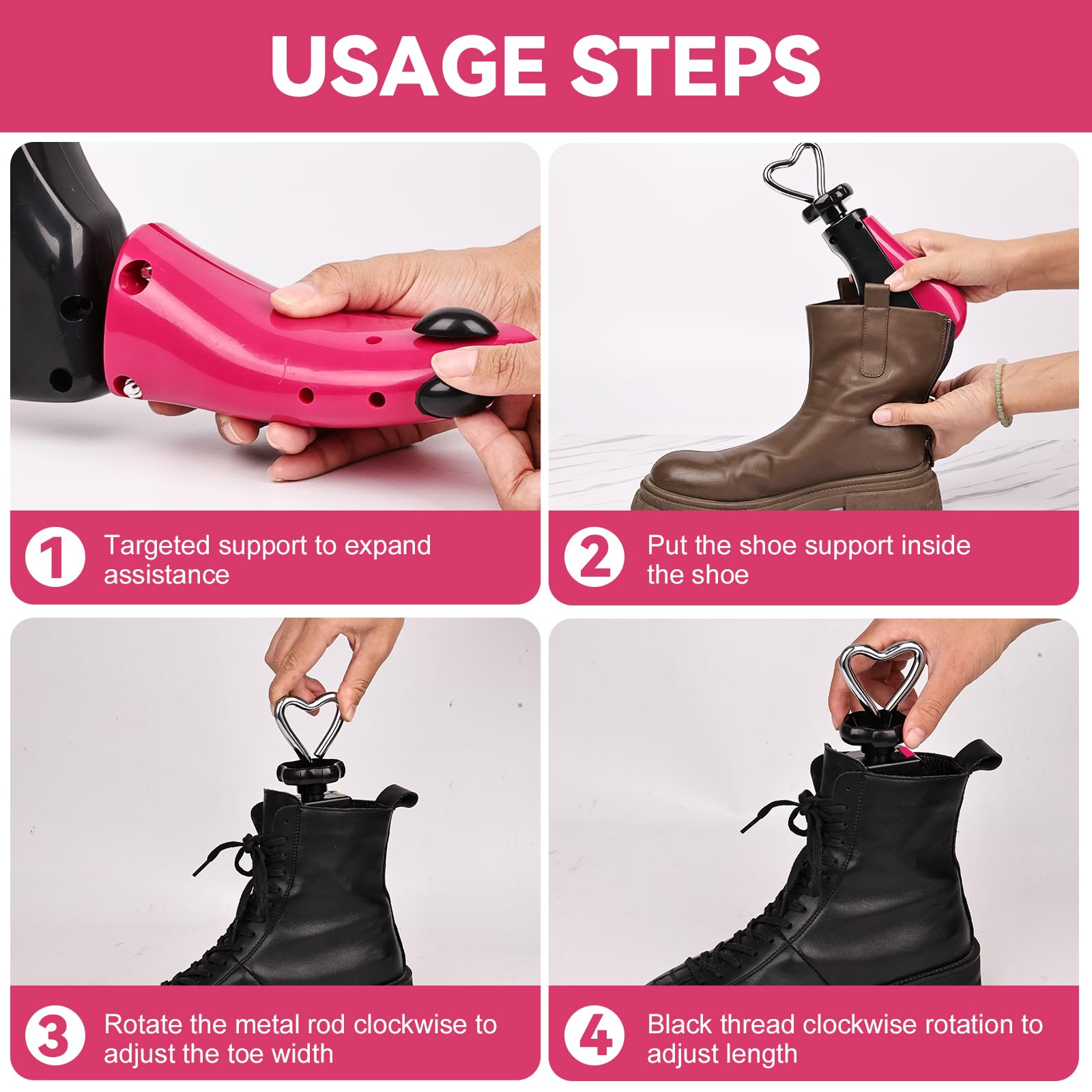 2 Pezzi Allarga Scarpe Donna Uomo, Regolabile Lunghezza e Larghezza Allargatore per Scarpe, Allargascarpe Professionale per Stivali, Sneakers, Scarpe da Ginnastica, Scarpe da Trekking