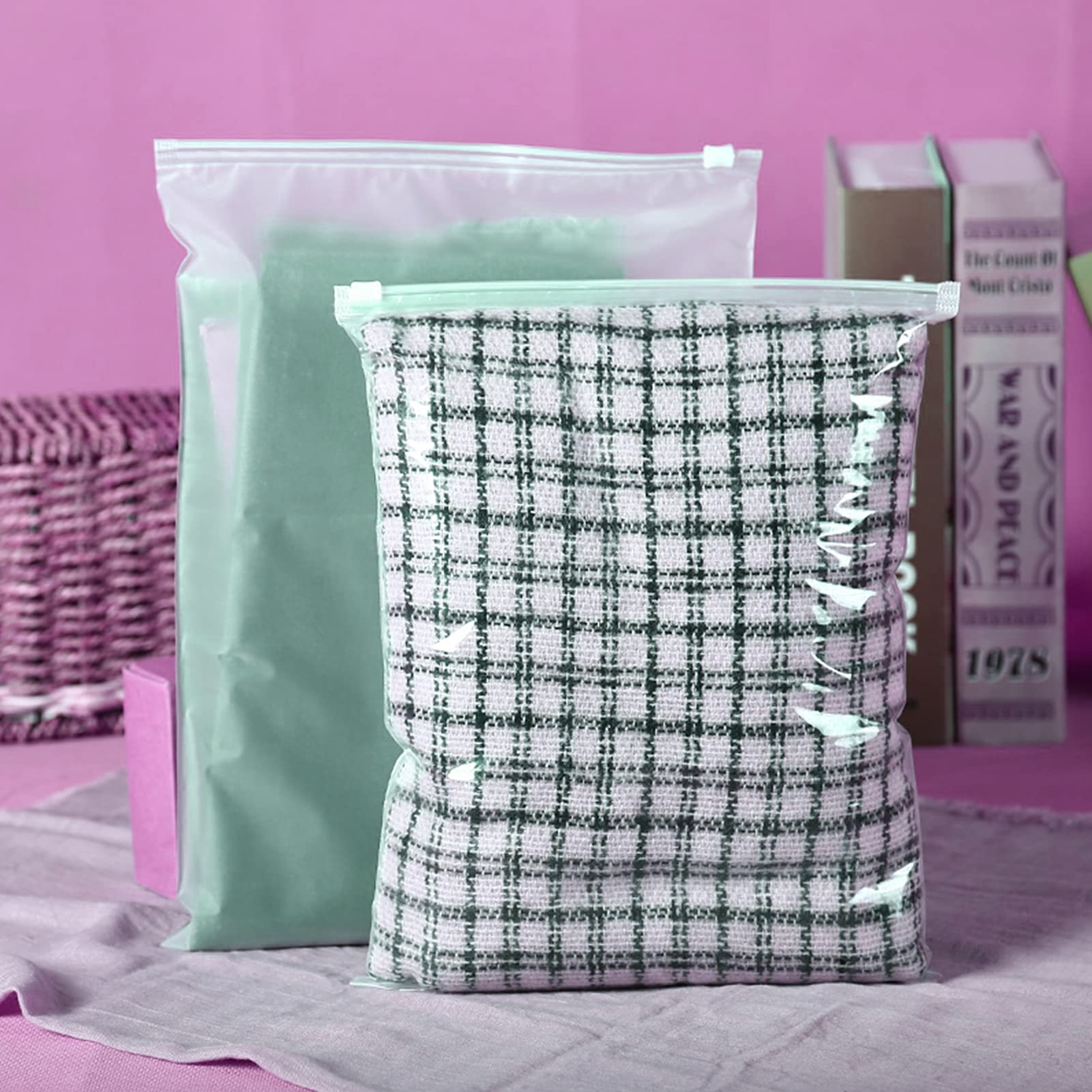 Amazon｜fangzi 洋服用ビニール袋,50個包装バッグクリアバッグジッパー