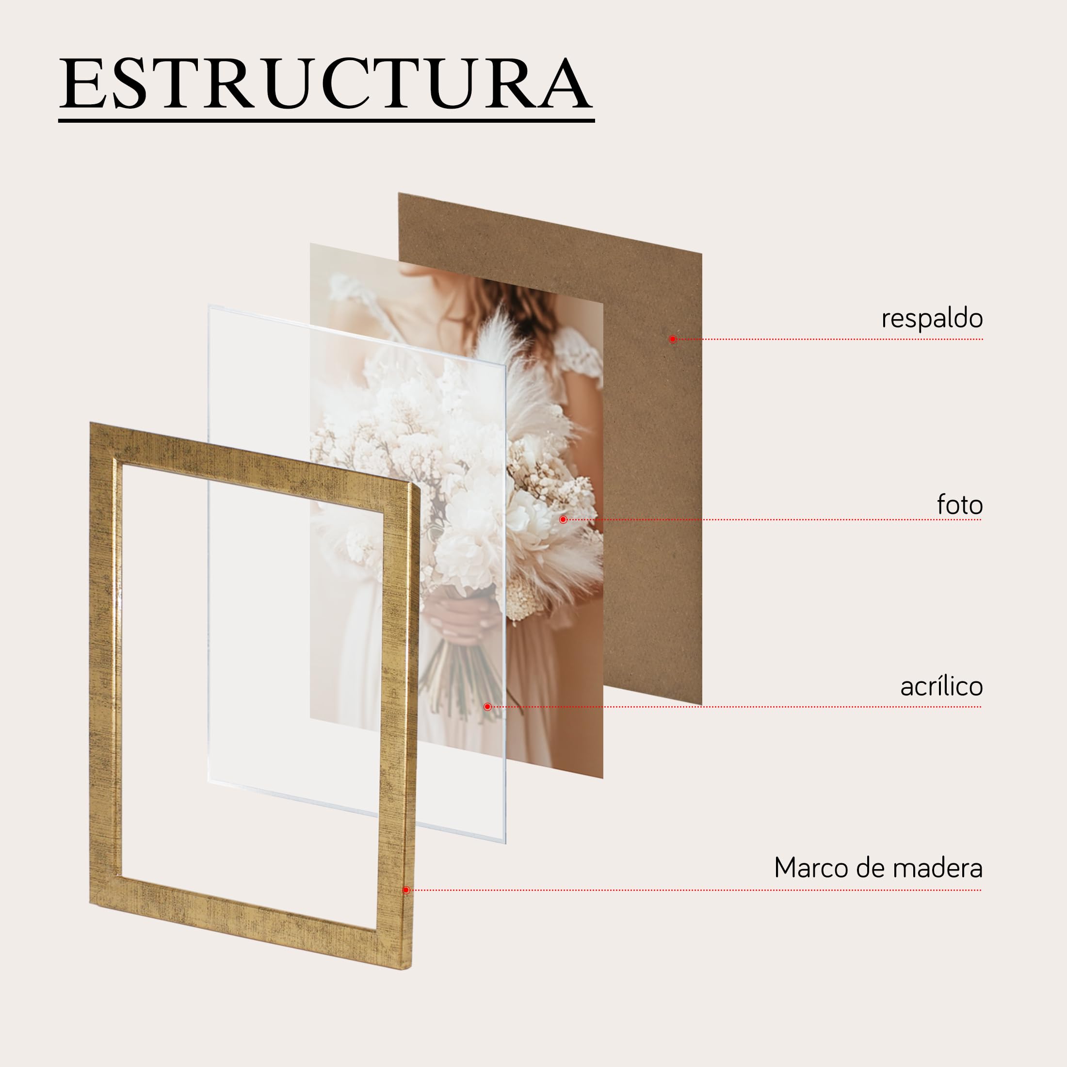 SHANN Parck 2 Marco de Fotos Dorado, 40x50 cm, Soporte de Mesa y Pared, Desmontable – Decoración Moderna para Hogar y Oficina