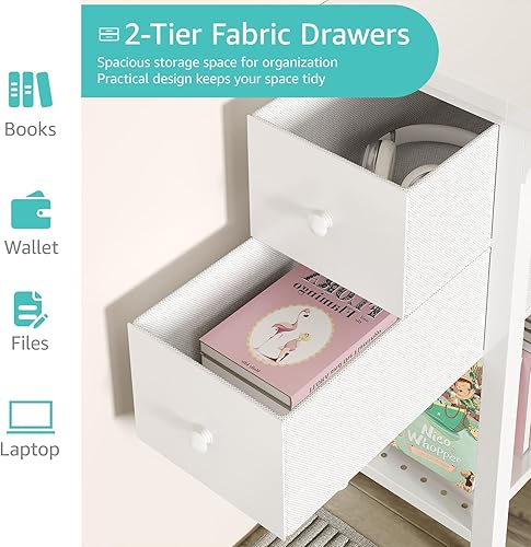 Miniatura 5 de Lufeiya Escritorio blanco para computadora con cajones, escritorio de PC de 47 pulgadas para espacio pequeño, dormitorio, oficina en casa,