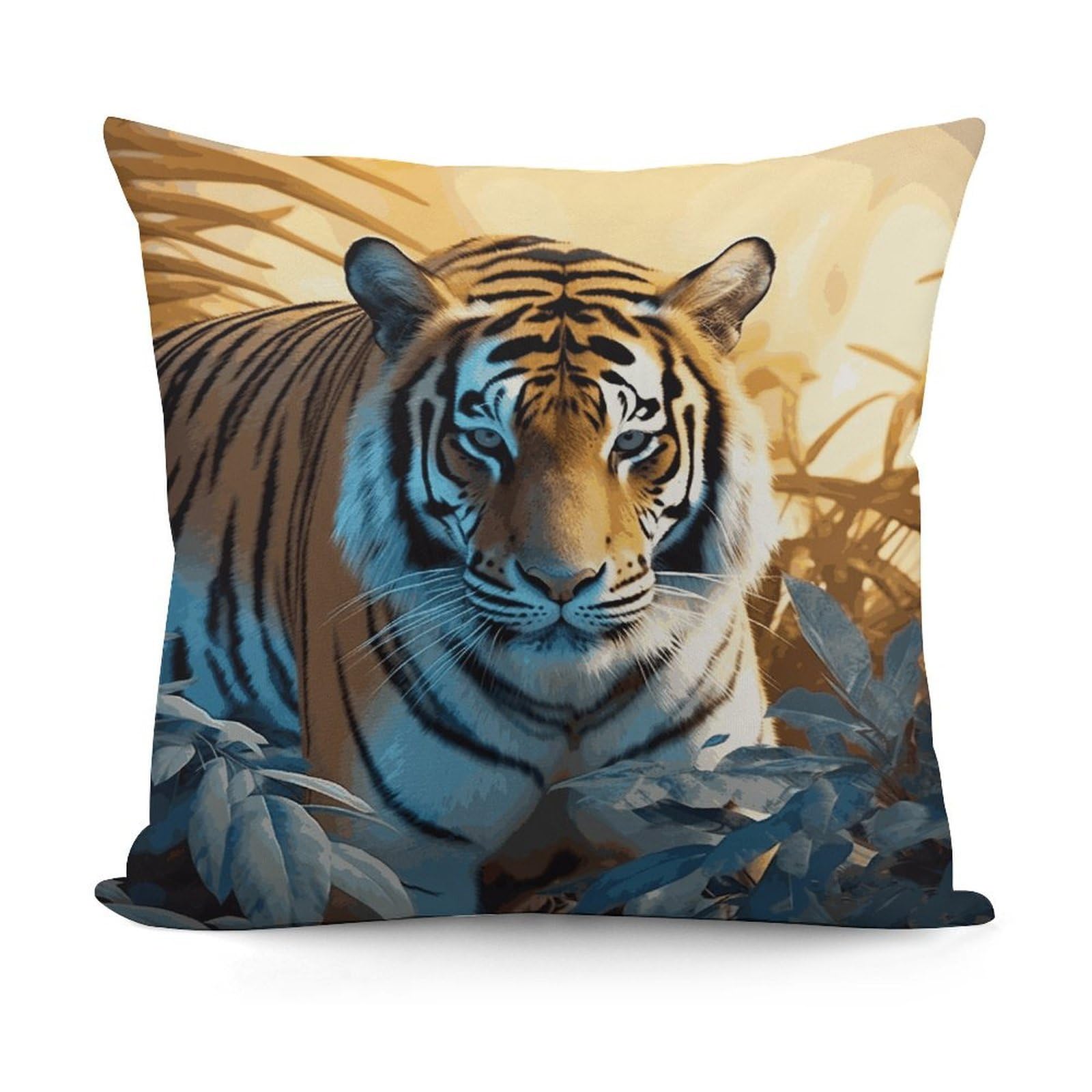 VstaDank African Wildlife Tiger Throw Pillow Covers 18x18 Inch Soft Couch Home Decor Cushion Cover Comfortable Plush Square Cushion Case Farmhouse Decorative Pillowcase for Living Couch