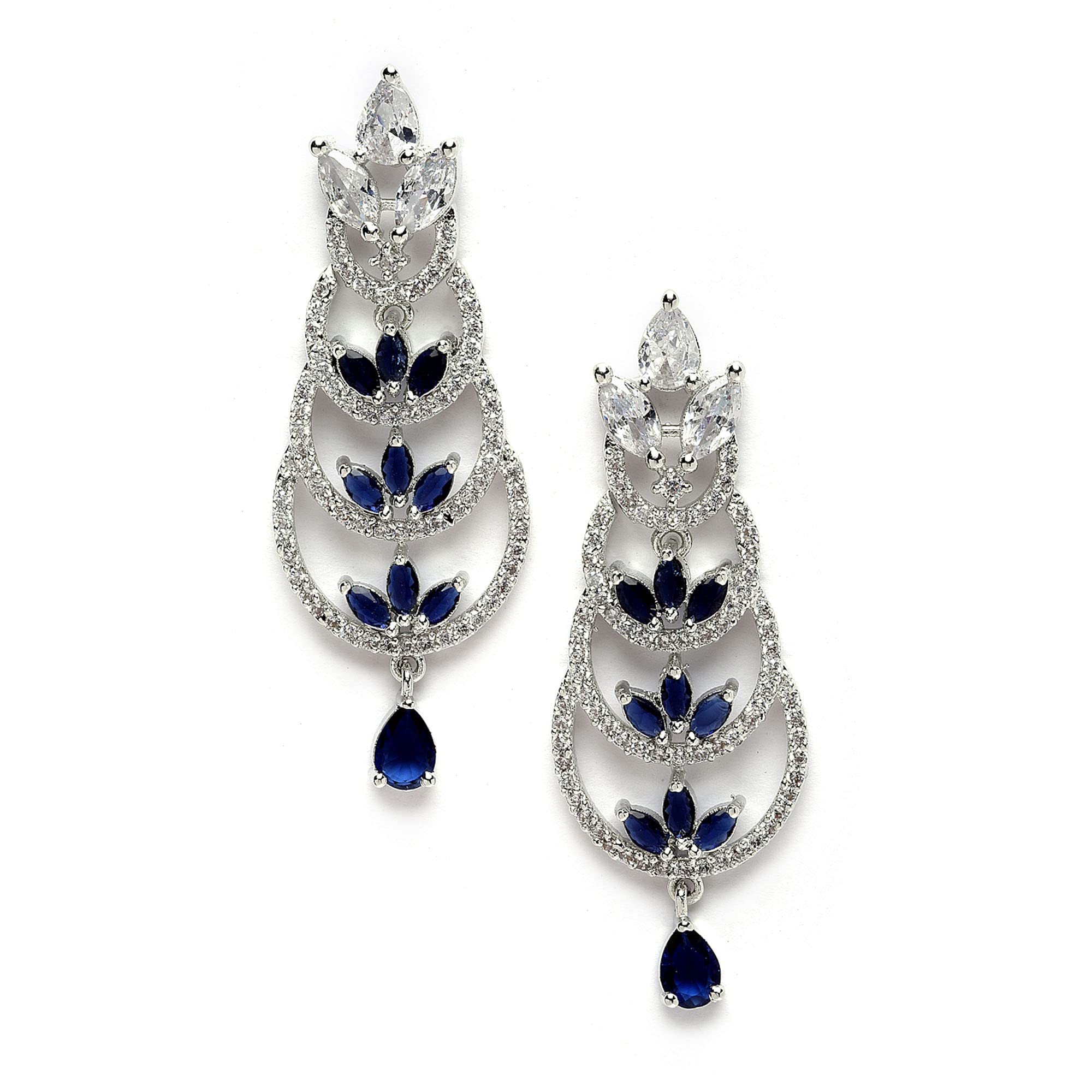 KENNICE Rhodium-Plated Silver Toned American Diamond studded Crescent Shaped Drop Earrings For Women & Girls (B0C4V7XZNX) Amazon Price History, Amazon Price Tracker