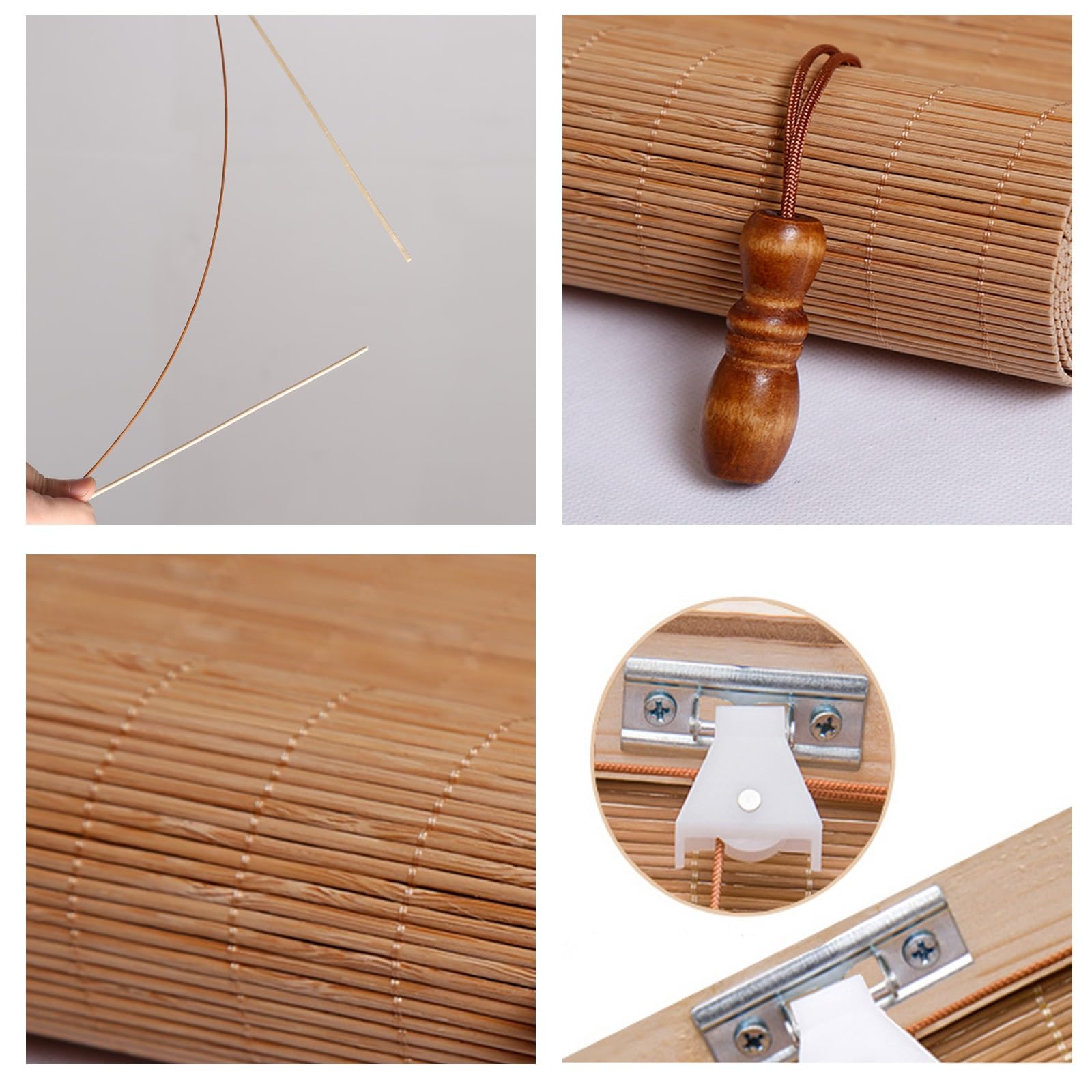 NatüRliche Bambus-Rollo Raffrollo，Bambus Raffrollo,Natur Holzrollos,Sonnenschutz Und Sichtschutz Rollo，Verdunkelungsrollos,90% Blickdicht Raffrollo Aus Bambus (Size : W135xH250cm/W53.14xH98.42in)
