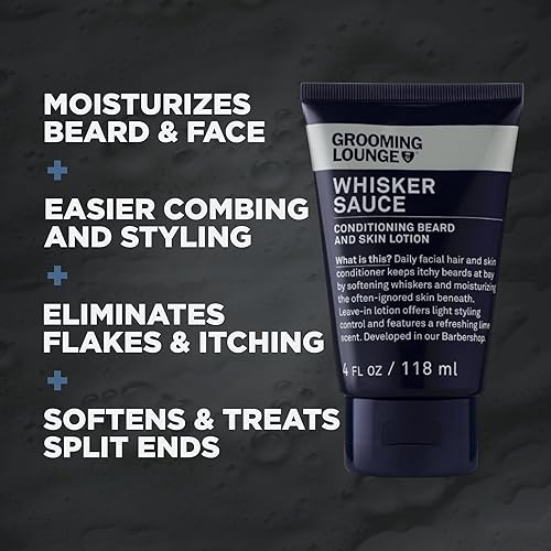 Miniatura 8 de Grooming Lounge Acondicionador de barba Whisker Sauce  Loción acondicionador para barba y piel  Elimina la picazón y la descamación  Permite peinar
