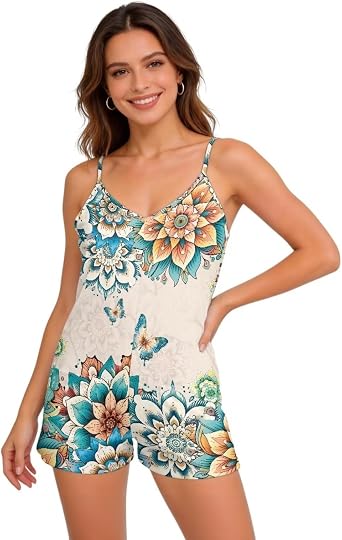 Womens Casual Sleeveless Rompers Adjustable Spaghetti Strap Loose Shorts Jumpsuit with Pockets 2026 Summer Outfits