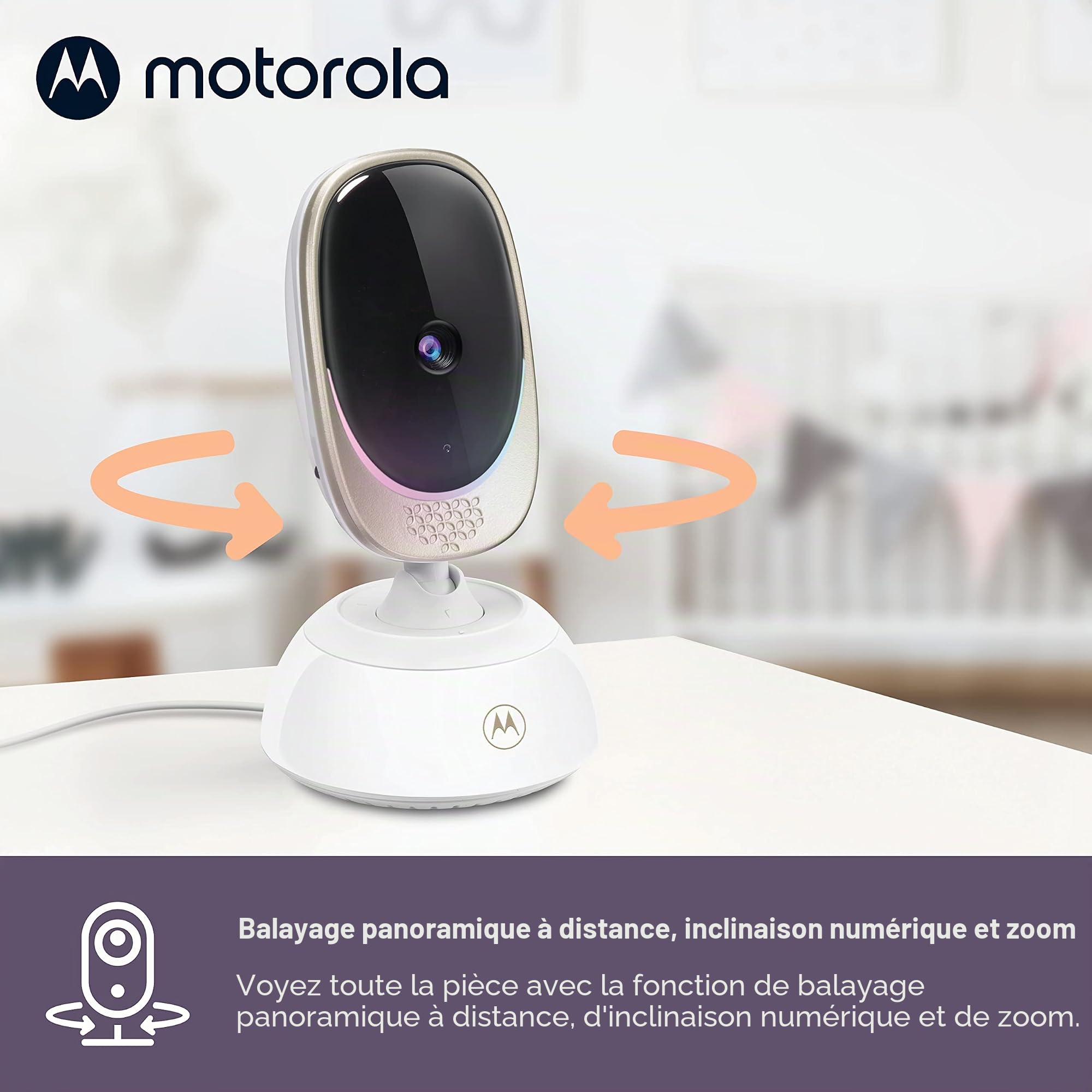 Motorola Nursery VM85 Monitor de Video Para bebé de 5 Pulgadas Wi-FI Con Luz de Estado de ánimo, conversación bidireccional, Luz Multicolor, transmisión 24 Horas