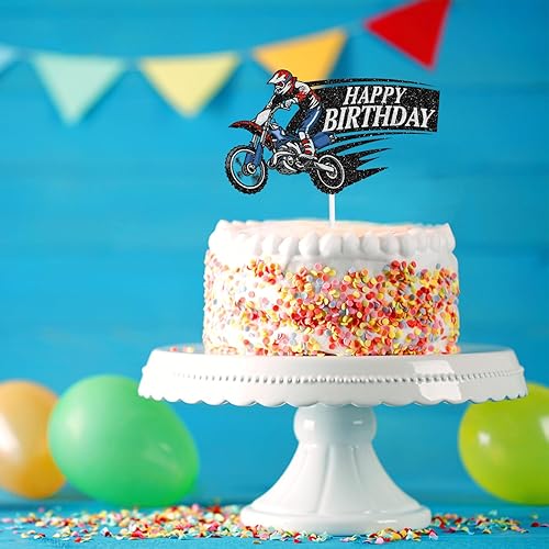Miniatura 6 de Decoración para tartas de motocross con temática de automóvil para niños, decoración de salto de motocicleta, decoración de salto de motocicleta