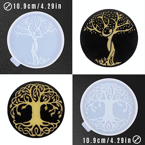 Miniatura 2 de Moldes de silicona para posavasos de árbol de la vida, 2 moldes de resina epoxi para posavasos de bebidas, tapetes, decoración del hogar,