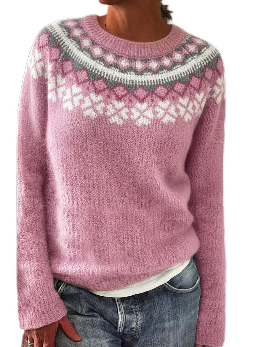 Akivide Womens Pullover Vintage Sweaters Fall Winter Casual Loose Long Sleeve Knitted Sweaters Tops