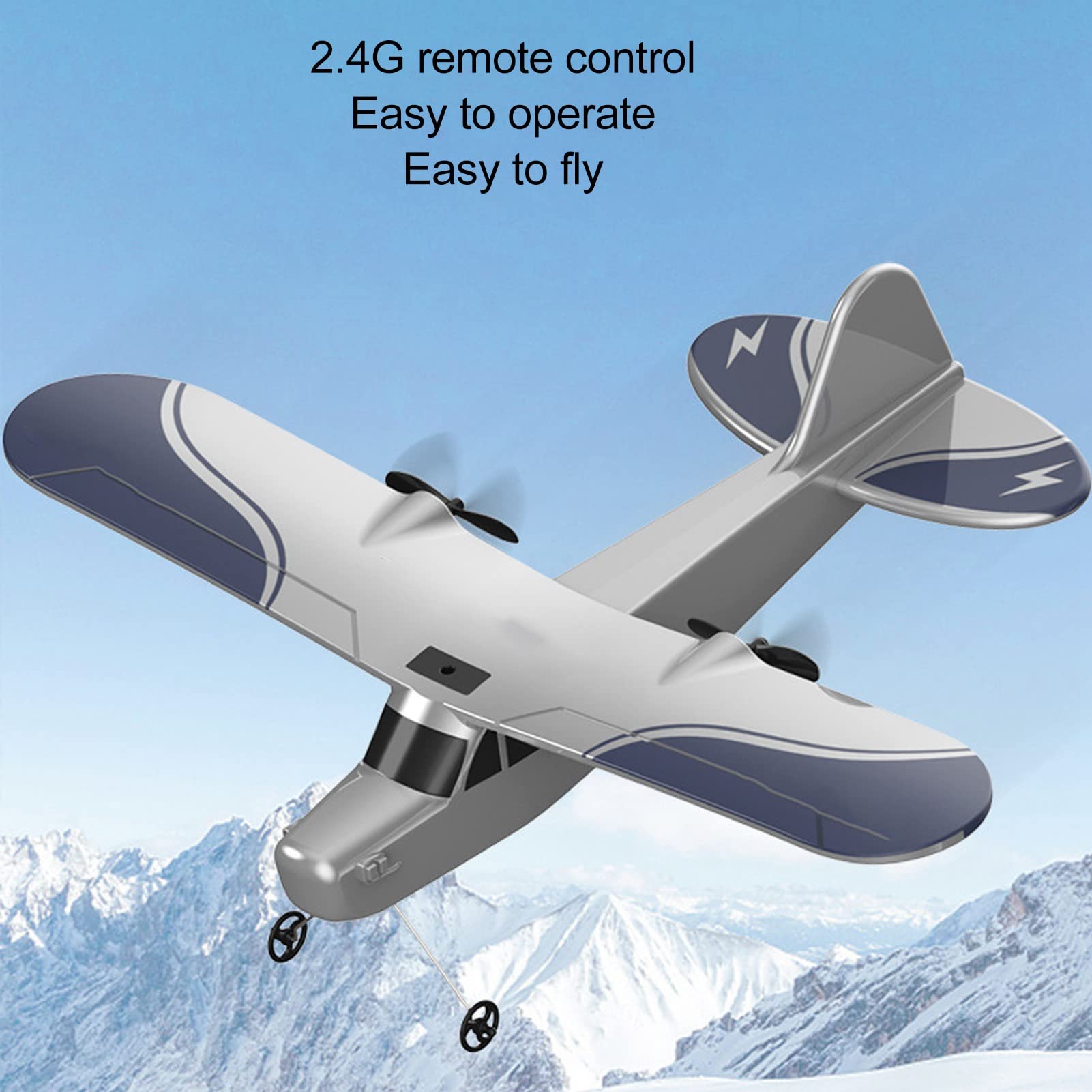 Pssopp RC Aereo, Doppio Canale RC Aliante RC Aereo 2.4Ghz Per Parco Giochi (Tripla Batteria)