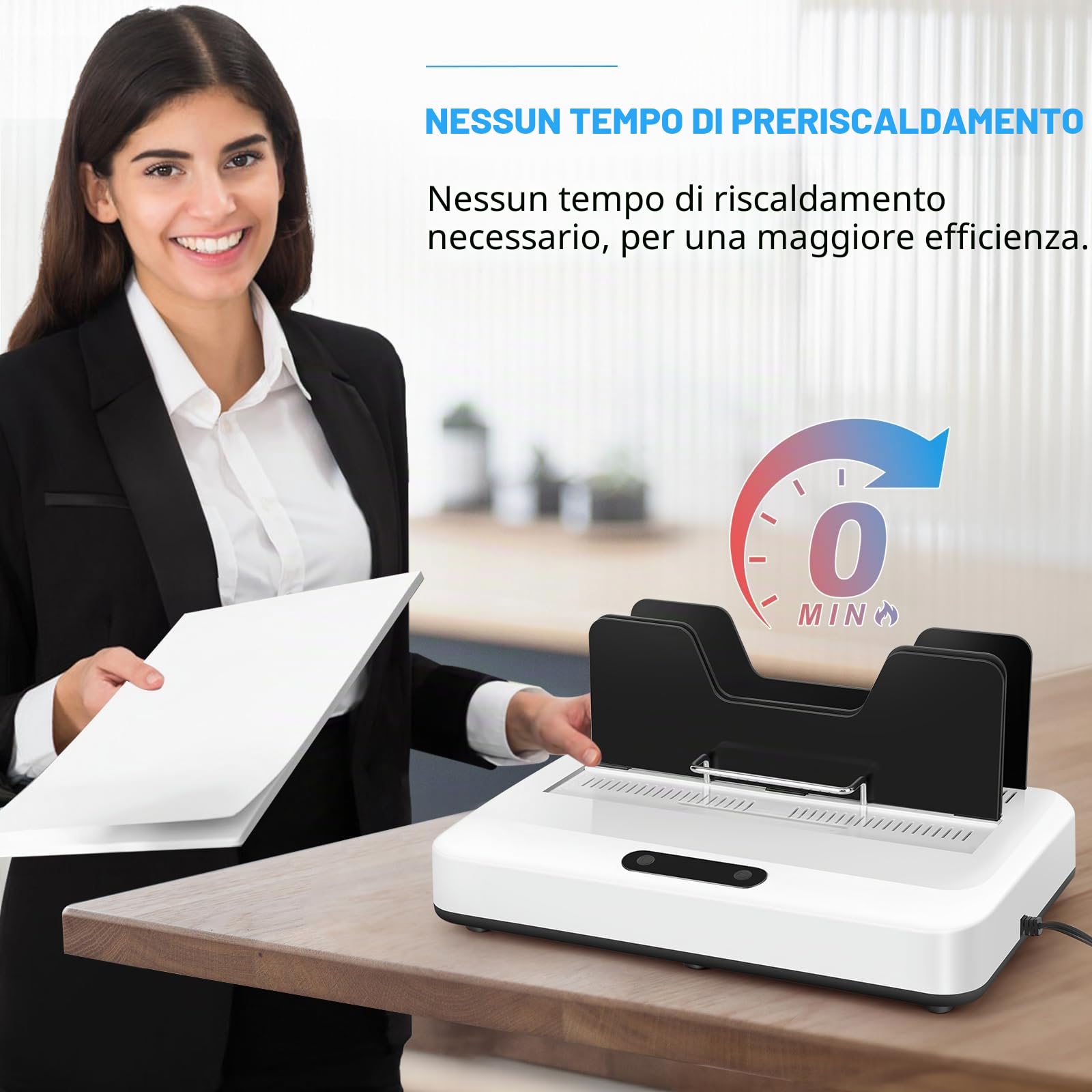 Rilegatrice termica, capacità 500 fogli, nessun tempo di preriscaldamento, pannello touch digitale con raffreddamento ad aria, raccoglitore elettrico per documenti aziendali formato A4/A5, progetti