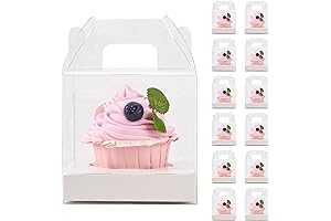 30 PCS Clear Gable Boxes with Handle and Inserts for Individual Cupcakes