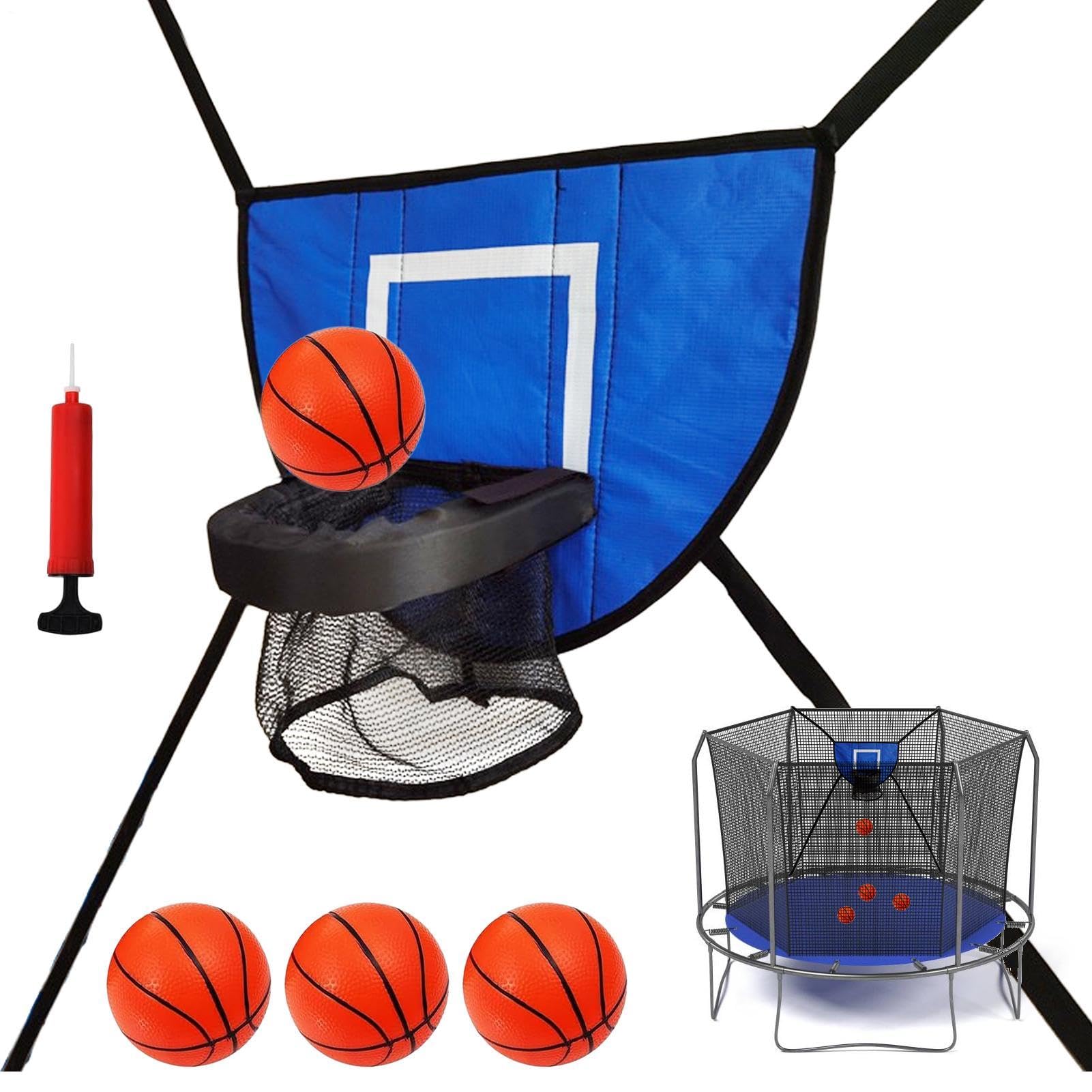 Breakaway Rim Basketball Hoop For Dunking With 4 Mini Balls And Pump Children Soft Basketball Hoop Attachment Trampoline Accessories Indoor & Outdoor