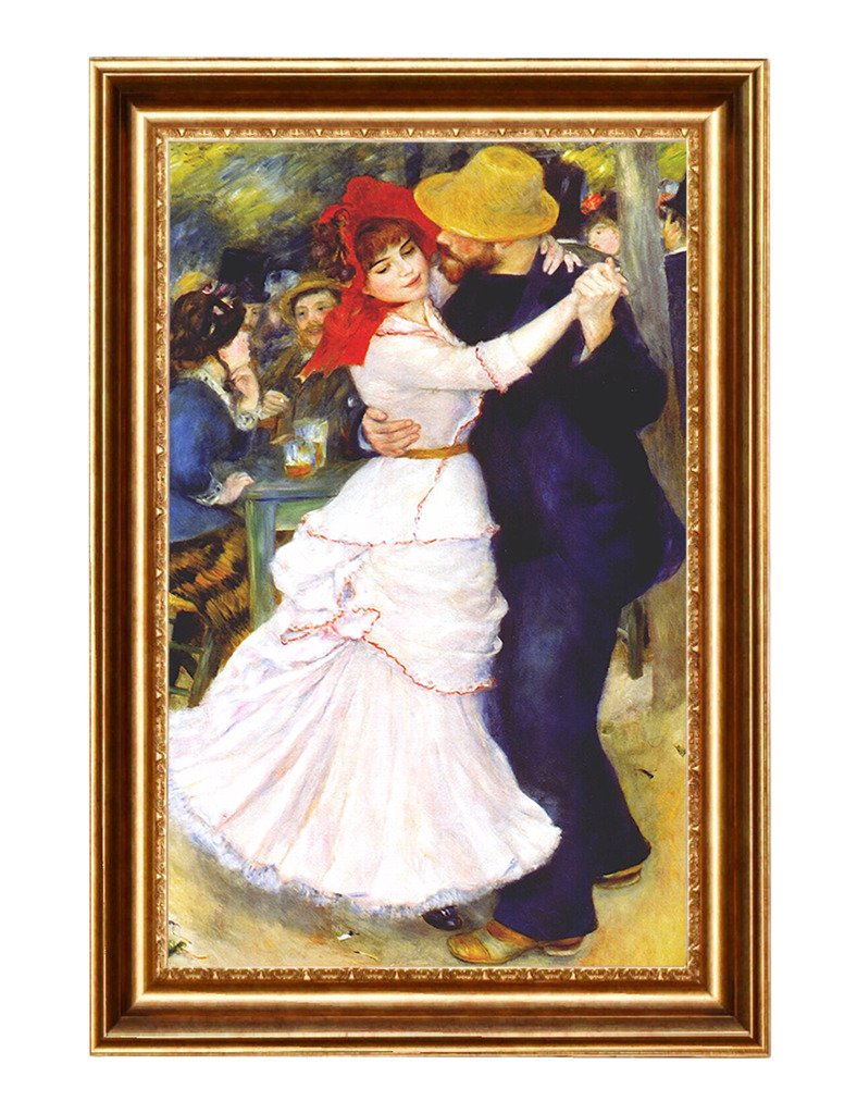 ELITEART- Dance at Bougival By Pierre-Auguste Renoir Oil Painting Reproduction Giclee Wall Art Canvas Prints-Framed Size:20 1/2" x29 1/2"