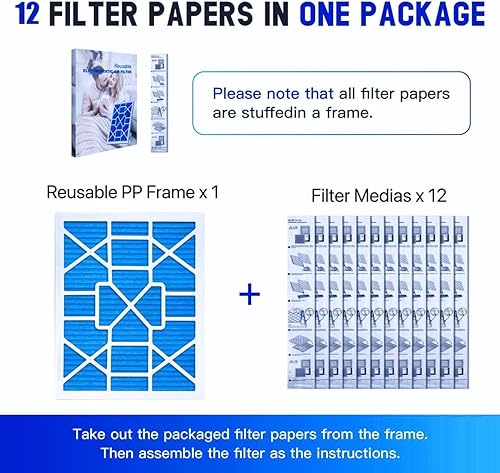 Miniatura 1 de LEKEN Filtros electrostáticos reutilizables MERV 13 para hogares con mascotas, 16 x 25 x 1 pulgadas (contiene 1 marco ABS reutilizable+12 cartuchos