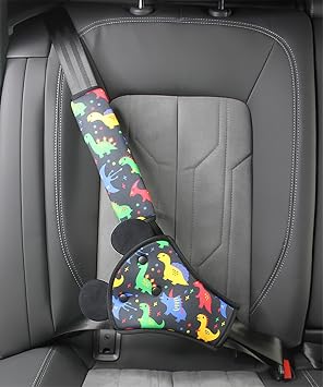 XNBTFK Seat Belt Pads for Kids, Universal Car Safety Seat Belt Pillow with Seatbelt Strap Cover, Car Seat Accessories Seat Belt Cover Shoulder Pads for Kids Dinosaur Pattern