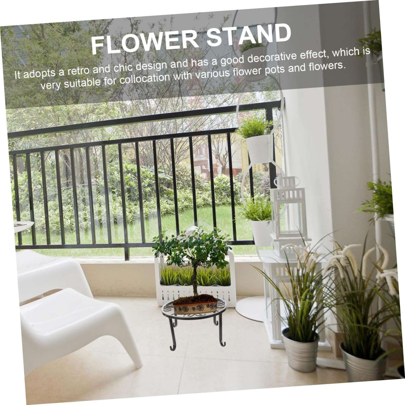 Portavasi in Ferro Nero 4 Pezzi Supporto per Piante da Interno ed Esterno Design Traforato Resistente e Decorativo per Terrazzi e Aree Verdi