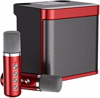 tshy Karaoke Machine with 2 UHF Wireless Microphones for Adults/Kids, Portable Bluetooth PA Speaker System with Echo, Vocal Cut, for Home Party, Meeting, Wedding, Church, Picnic Red