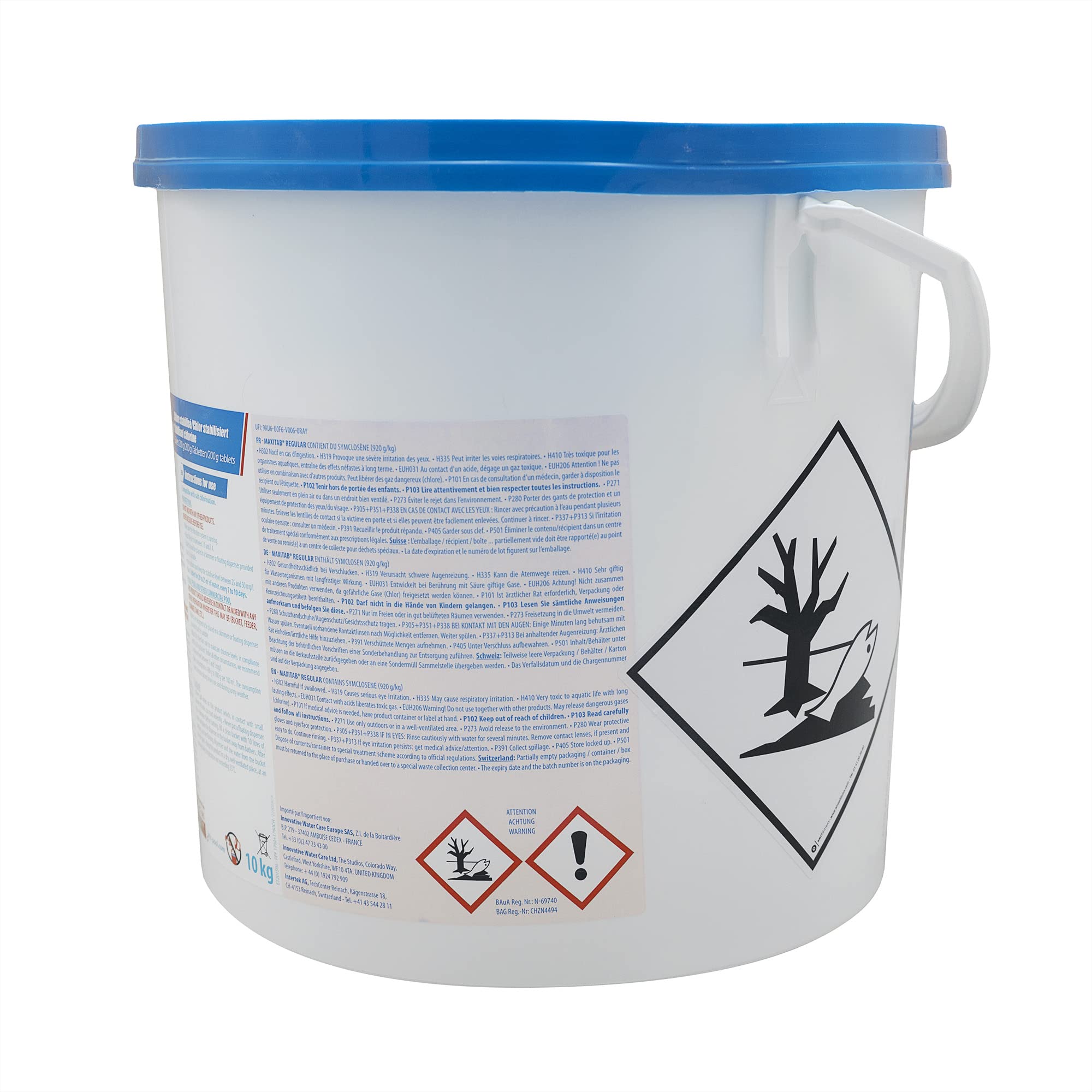 HTH MAXITAB Regular Galet 200g - 10kg | Chlore Lent Stabilisé - Désinfection Régulière - Dissolution Lente + 10 Tests HPS OFFERTS 6 en 1