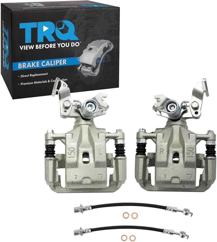 Kit de pinças de freio traseiras TRQ com mangueiras e suportes zincados para Ford Fusion, Lincoln MKZ e Mercury Milan – 4 peças