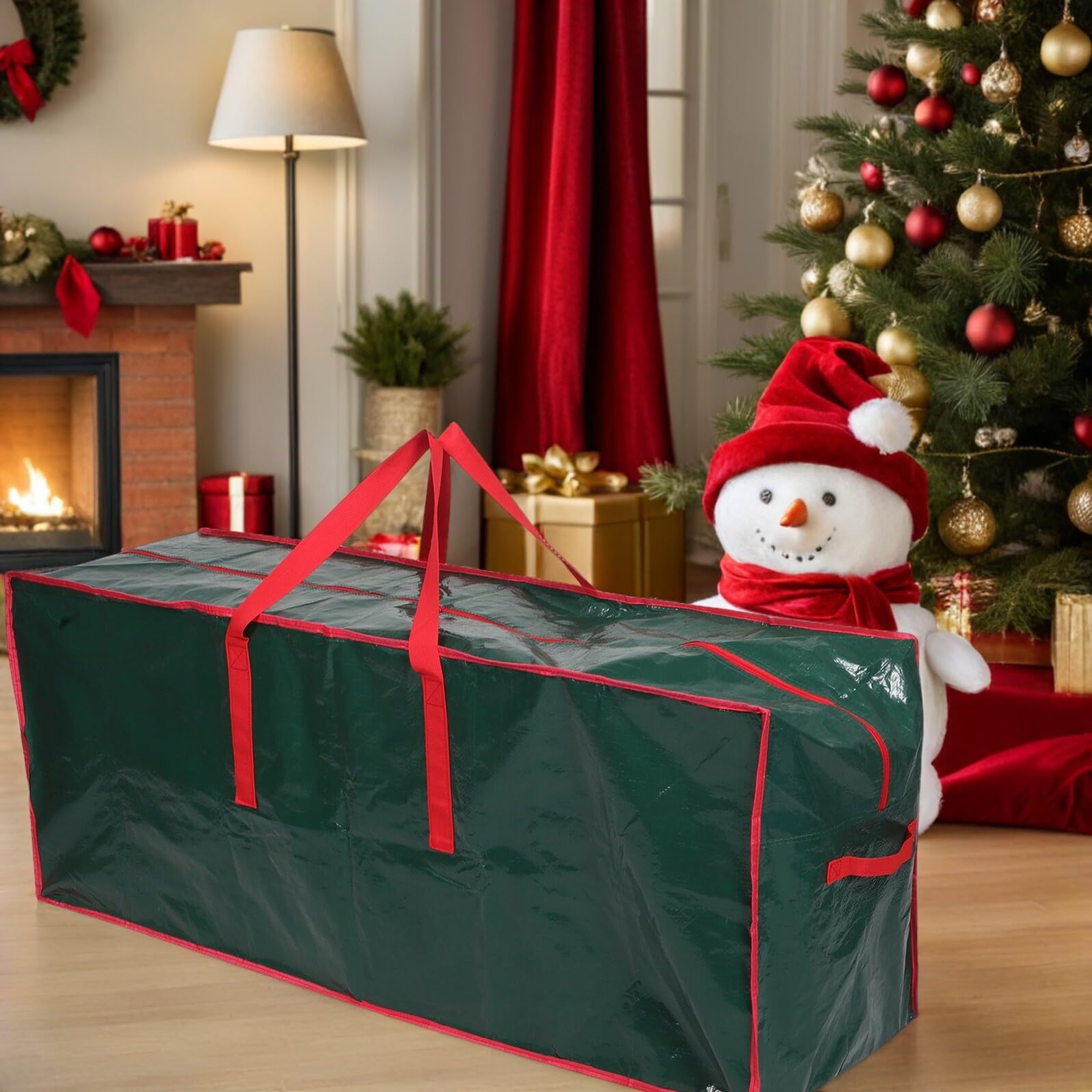 DOITOOL Aufbewahrungstasche für Weihnachtsbäume Große Pe-gewebebox mit Reißverschluss und Staubdicht zum Aufbewahren von Künstlichen Bäumen Girlanden und Geschenkpapier
