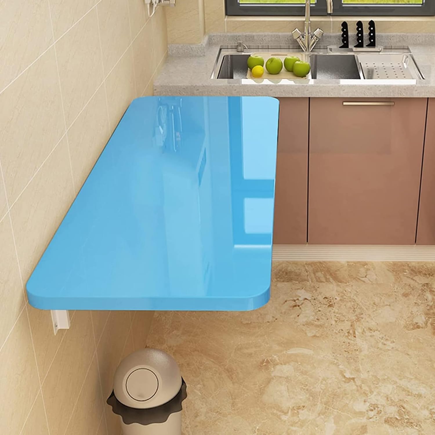 LUNEZY Folding Wall Mounted Workbench Wall Desk Perfect Addition to Garage/Shed/Home Office/Laundry Room/Home Bar/Kitchen/Dining Room (Color : Yellow, Size : 60 * 40cm(24 * 16in))