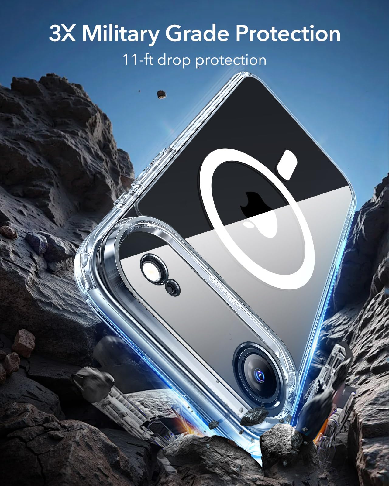 ESR Cover per iPhone Air, Custodia per iPhone 17 Air controllo della fotocamera, Compatibile con MagSafe, Protezione antiurto di livello militare, Angoli Air Guard ammortizzanti, Trasparente