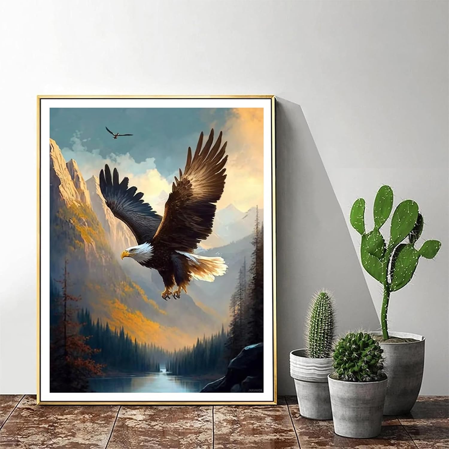 Vintage Soaring Eagle Christmas Gifts Diamond Painting Kits, DIY Diamond Painting Round Full Diamonds for Beginners Gemstone Art, Winter Home Decor Room Decor Cozy New Year's Day Gift 12x16 inch image 3