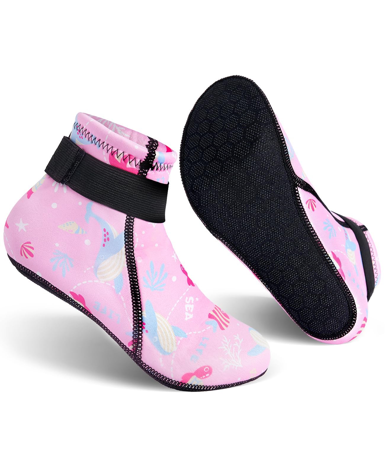 Gogokids Kids Neoprene Socks 3mm, Warm & Non-Slip Swim Socks with Velcro for Boys & Girls, for Beach, Swimming & Water Sports
