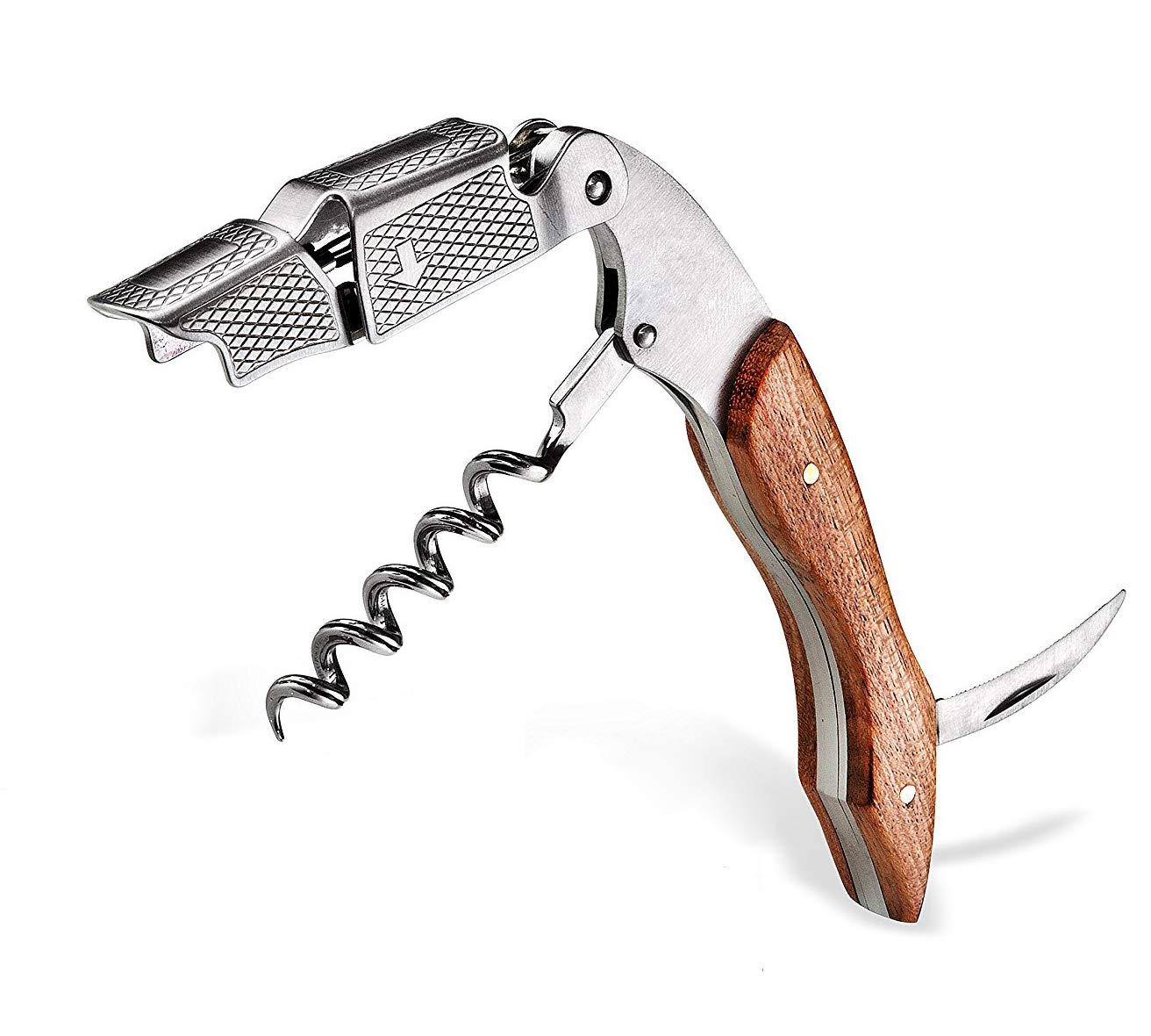 Wine Opener & Waiters Corkscrew-With a Comfortable Rosewood handle – Wine And Beer Bottle Opener For Bartenders, Waiters, –With A Wine Key Foil Cutter