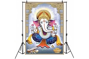 Smiler Lord Ganesha 5x7 Hindu Ganesha Tapestry Backdrop Art