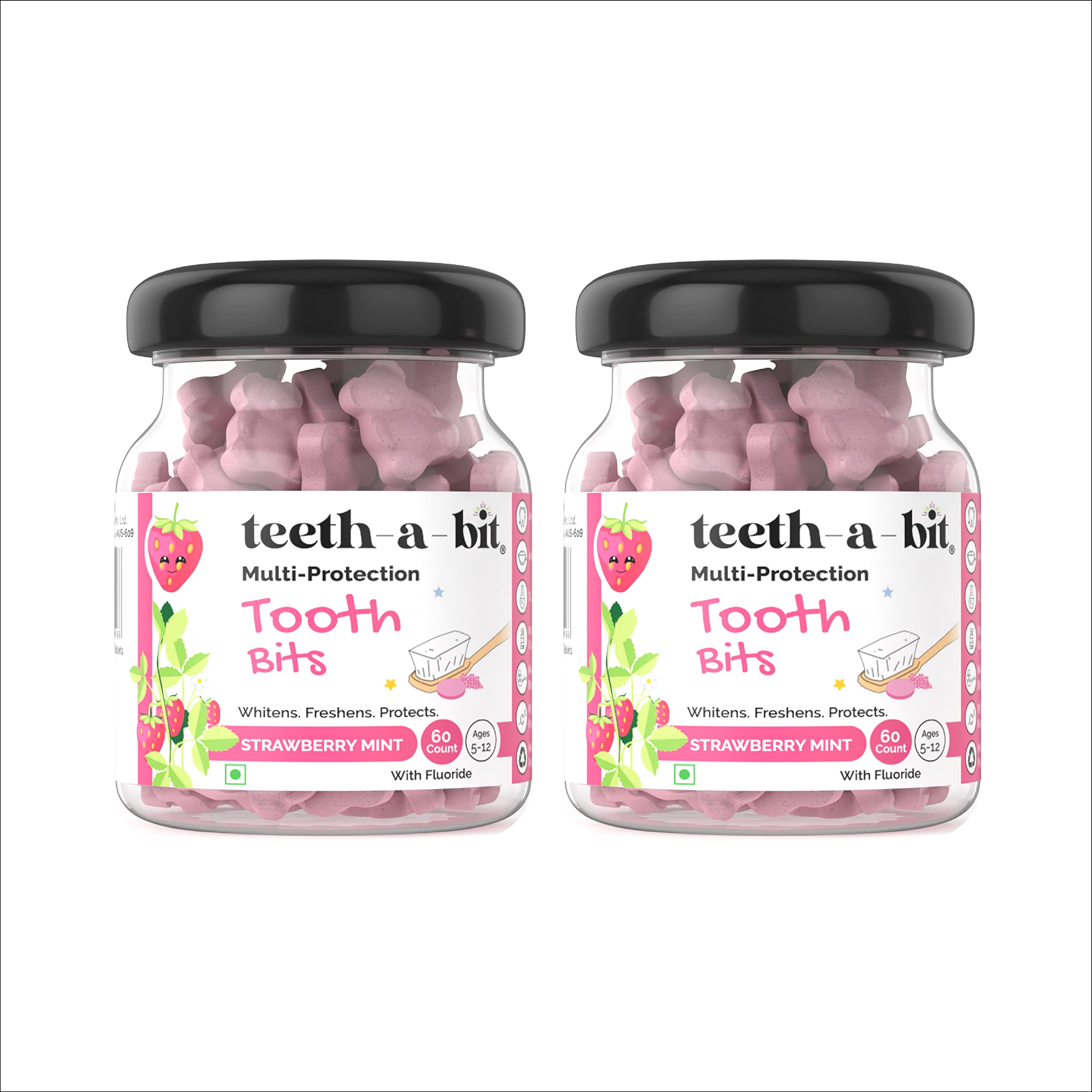teeth-a-bit Kids Anti-Cavity Anti-Plaque Multi-Protection Pro Enamel Strawberry Mint Tooth Bits, Eco-Friendly, SLS Free, Plant Based Kids (5-12 Years) Toothpaste Tablets (2 Pack, 120 Count) (B0C1K1GQM4) Amazon Price History, Amazon Price Tracker