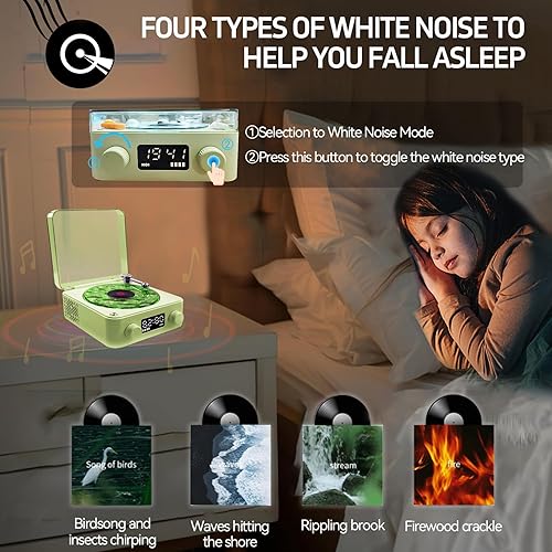 Miniatura 3 de Altavoz de vinilo aguamarina, altavoz Bluetooth de vinilo Waves, reproductor de vinilo con luz y tiempo ajustables para dormitorio, oficina, fiesta,