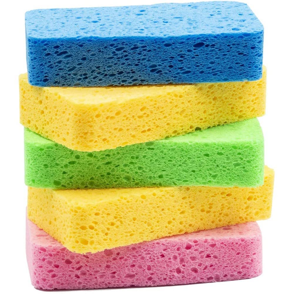 Graootoly Multicolor Cellulose Sponges,Kitchen Sponges For Dish, Duty Scrub Sponges,Non-Scratch Dish Scrubber Sponge For Cookware 5 Pcs