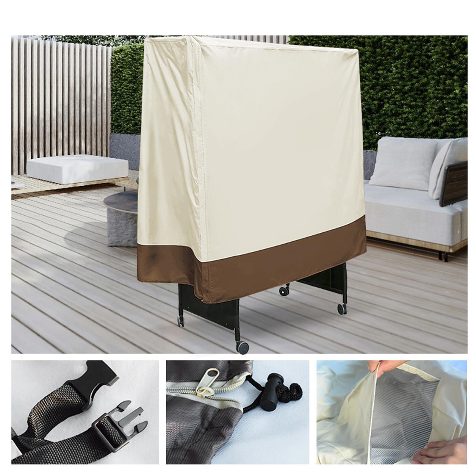 Copertura Protettiva per Tavolo da Ping Pong, Impermeabile Coperture per Tavoli da Ping Pong per Interni Esterni, 210D Oxford Telo di Protezione per Tavolo Ping Pong Esterno(Size:165 x 70 x 185cm,Col