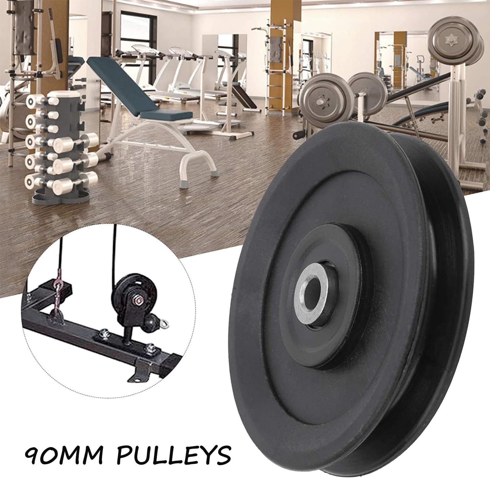 LFJ Carrucola Puleggia Palestra, 90mm Universale Cuscinetto Cavo puleggia per Attrezzatura Palestra Porta del Garage (4Pcs