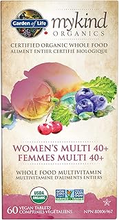 Garden Of Life Organic Womens Multi 40+ 60's. Whole Food Multi that’s certified organic and Non-GMO verified from real, nutritious foods. Health, Rejuvenate, Focus - Whole Food Multivitamin formulated specifically for Women over 40. Vegan Certified, Gluten-Free Certified, NON-GMO Verified, Organic Certified