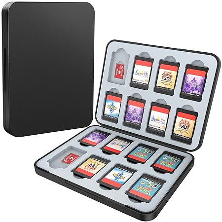 HEIYING Game Card Case for Nintendo Switch&Switch OLED,Customized Pattern Design Switch Lite Game Card Storage Case with 16 Game Card Slots and 16 Micro SD Card Slots., Solid black, Storage