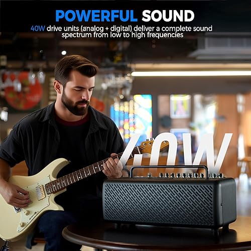 Miniatura 2 de JOYO JAM Buddy III - Amplificador de guitarra de escritorio portátil de 40 W, amplificador de práctica de guitarra recargable con 8 efectos, 40