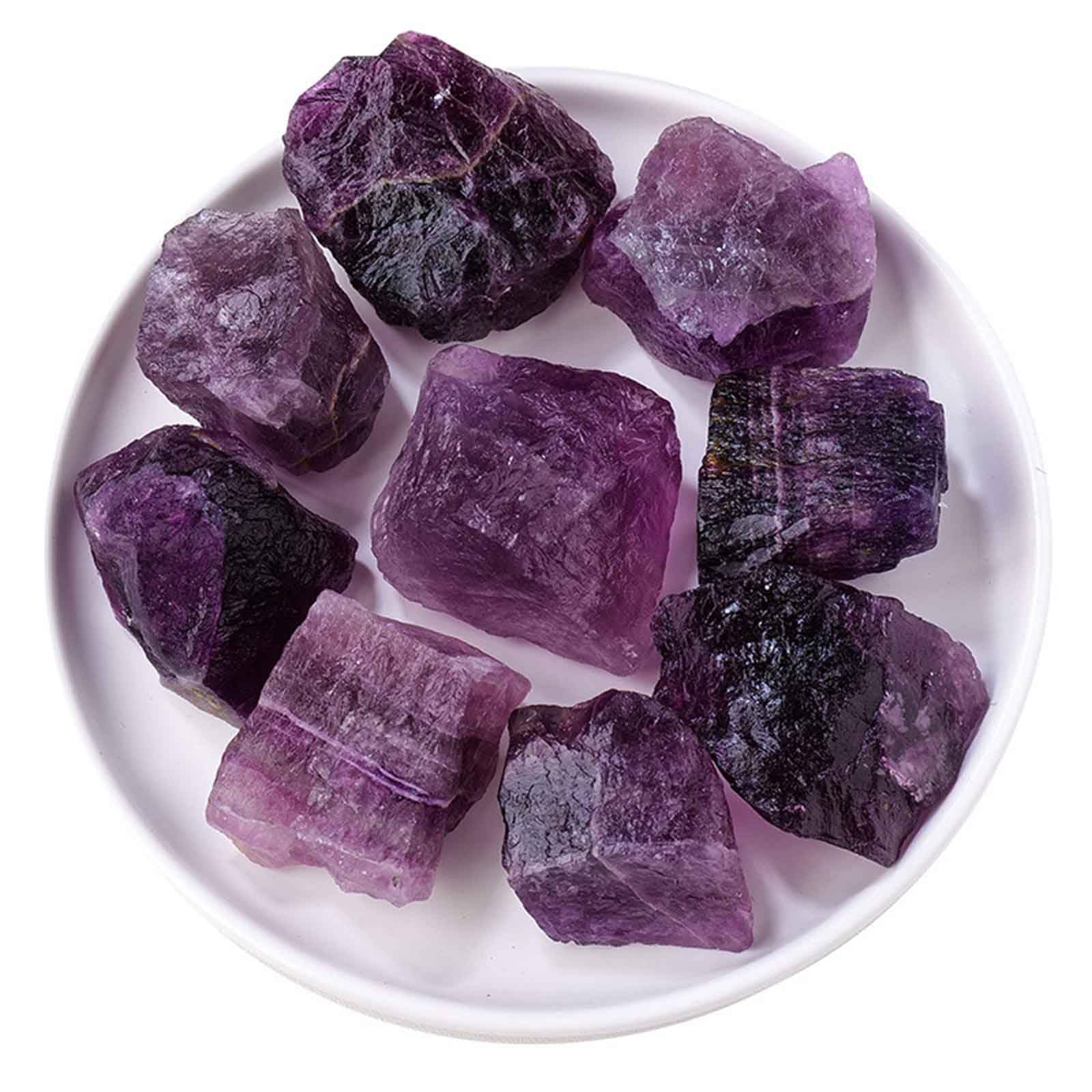 FLYIODFCXV crystal stone, Natural Purple Fluorite Crystal Rough Stone Healing Rocks for Tumbling, Wire Wrapping(3~5cm/100g)